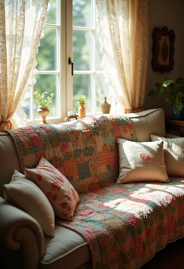 20 Shabby Chic Living Room Ideas That'll Make You Fall in Love Again! - 14. Vintage Fabrics